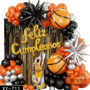 SET DE GLOBOS ARCO XL FELIZ CUMPLEA�OS BASQUET GY 60 UNIDADES